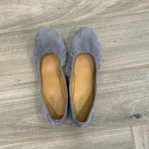Gray velvet ballet flats